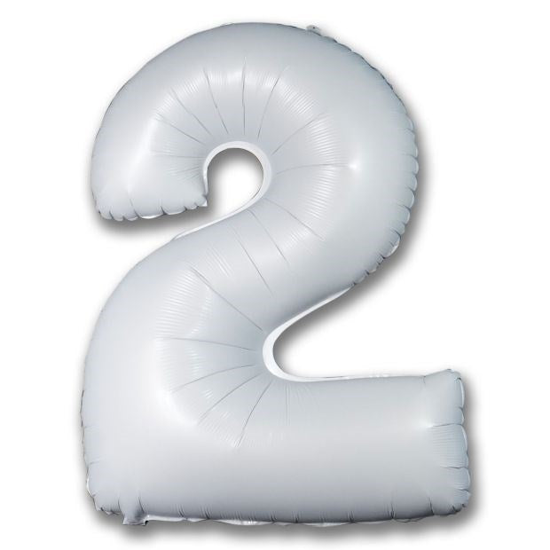40" (102cm) Satin White Foil Number Balloon 2