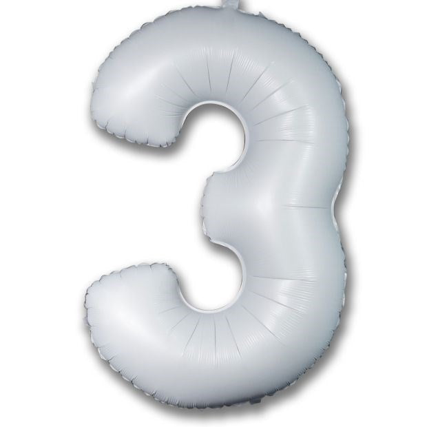 40" (102cm) Satin White Foil Number Balloon 3