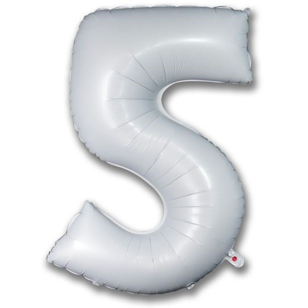 40" (102cm) Satin White Foil Number Balloon 5