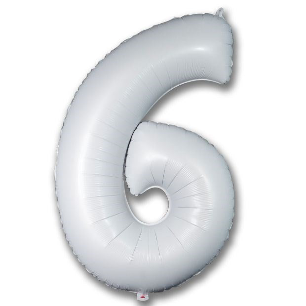 40" (102cm) Satin White Foil Number Balloon 6