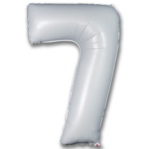 40" (102cm) Satin White Foil Number Balloon 7