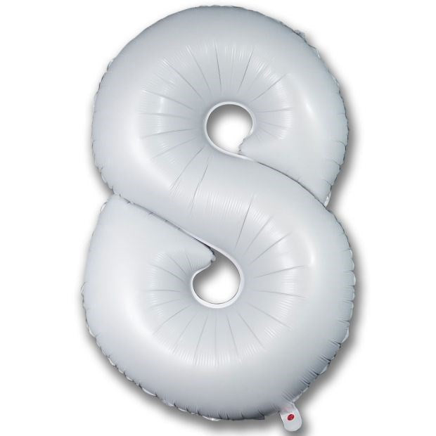 40" (102cm) Satin White Foil Number Balloon 8