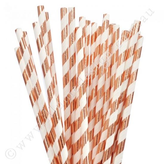 Illume Rose Gold Paper Straws (PK25)