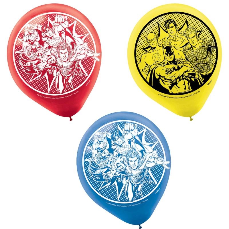 Justice League Heroes Unite Latex Balloon Packs (PC6)