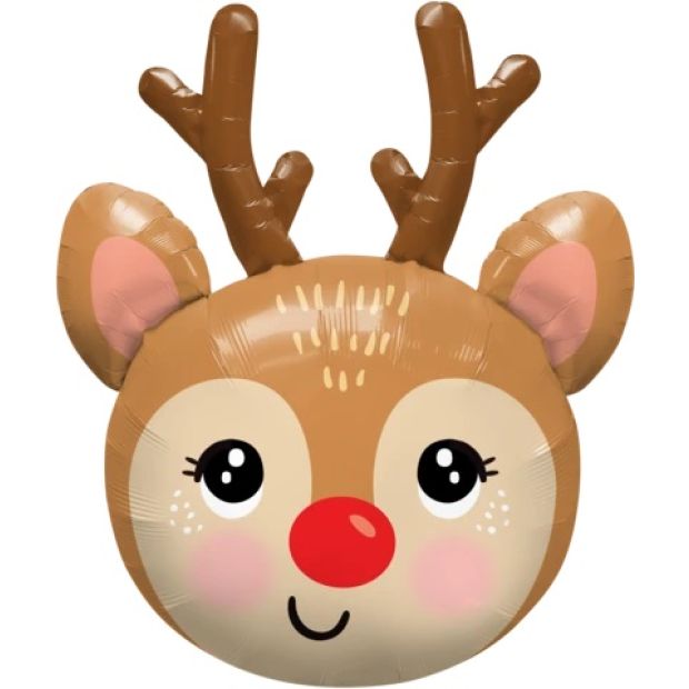 Qualatex Red-Nosed Reindeer Head Foil Balloon