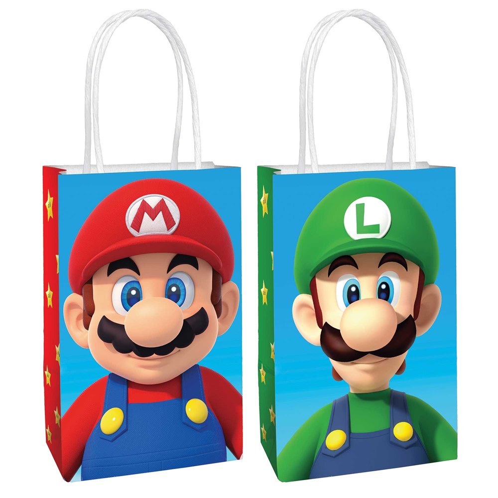 Amscan Super Mario Brothers Paper Kraft Bags (PK8)