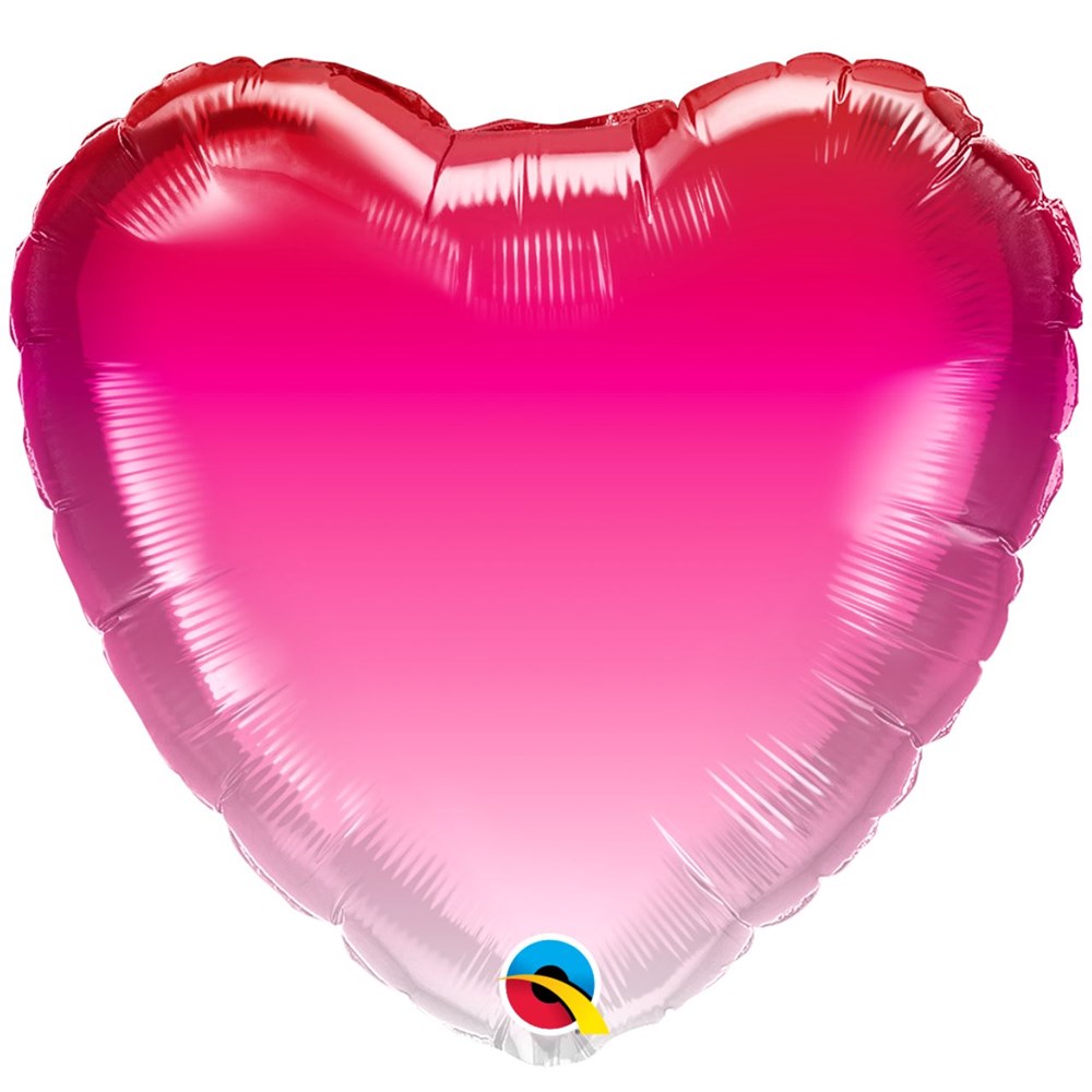 18"(45cm) Pink Ombre Foil Heart Balloon
