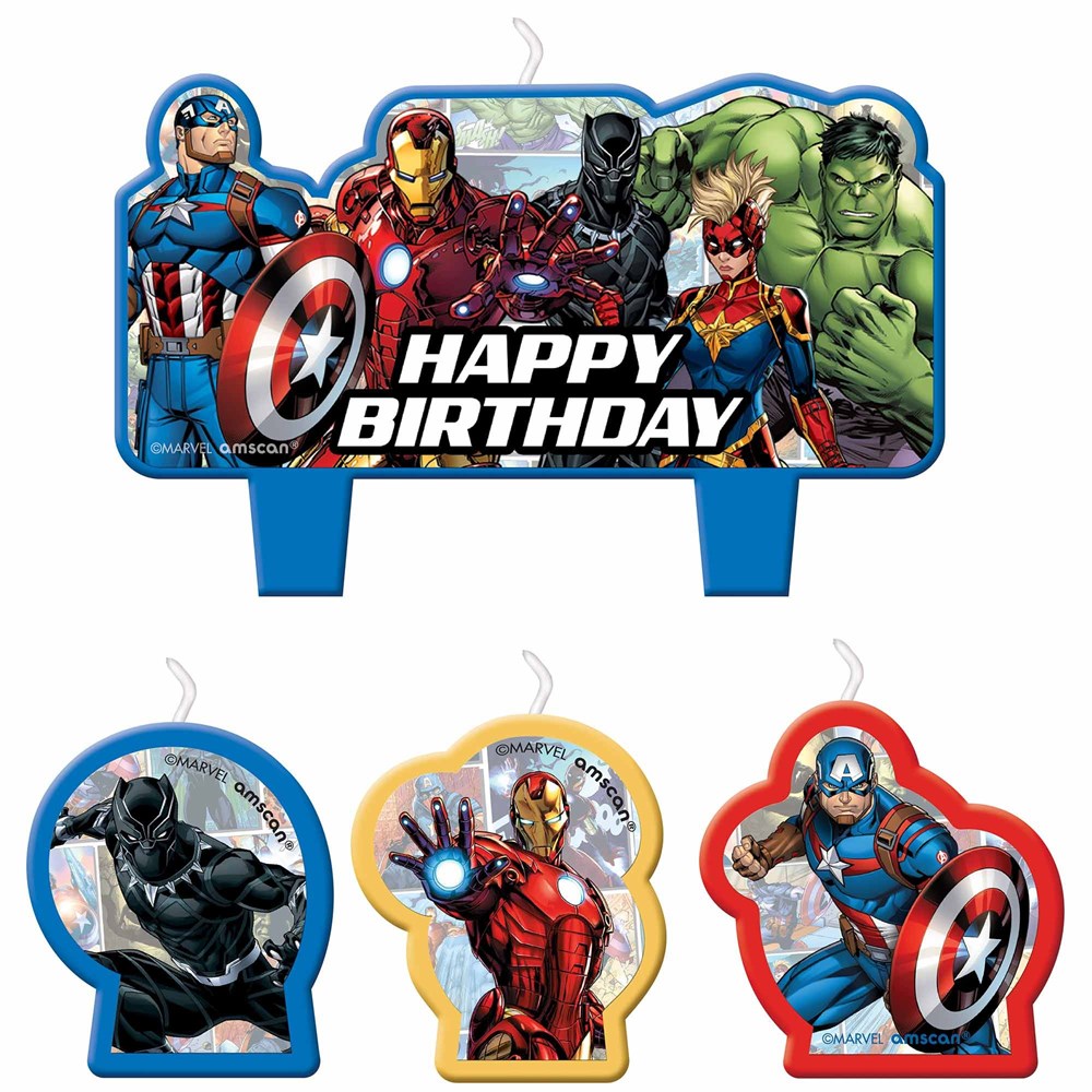 Anagram Avengers Powers Unite Birthday Candle Set with one big balloons and three small balloons