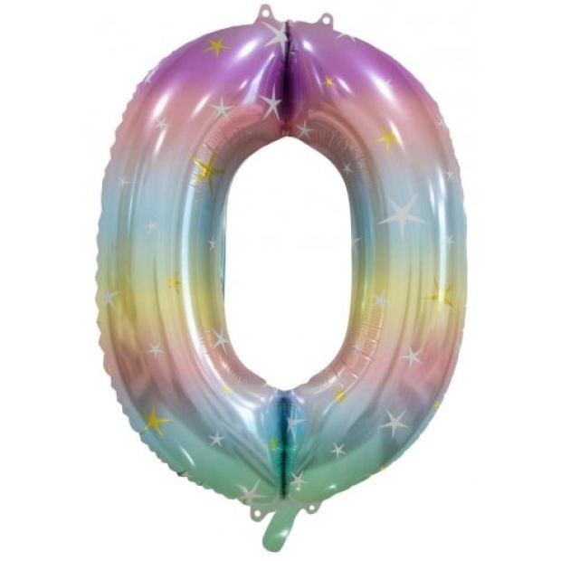 Decotex 34" Pastel Rainbow Foil Number Balloon 0