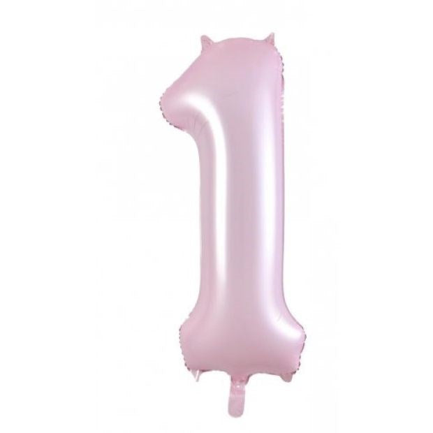 Pastel Matte Pink Foil Number Balloon 1