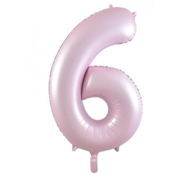 Pastel Matte Pink Foil Number Balloon 6