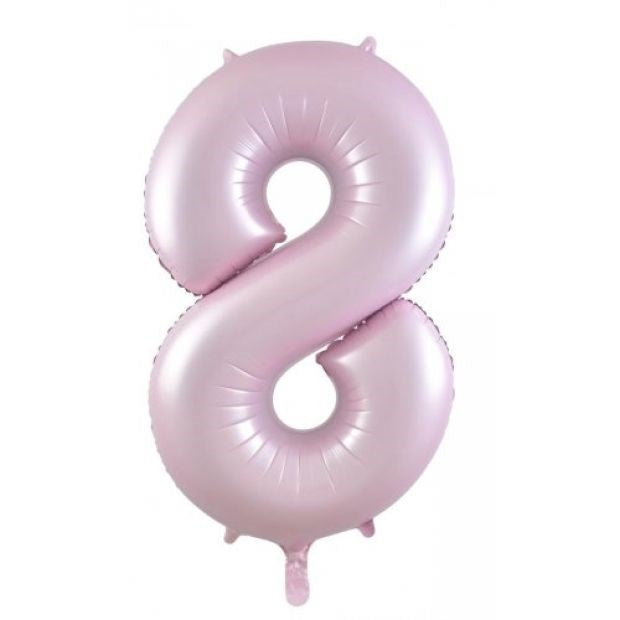 Pastel Matte Pink Foil Number Balloon 8