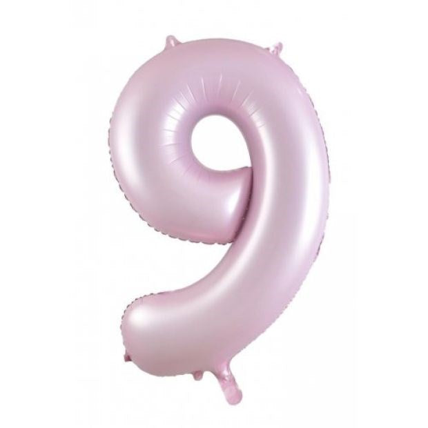 34"(86cm) Pastel Matte Pink Foil Number Balloon 9
