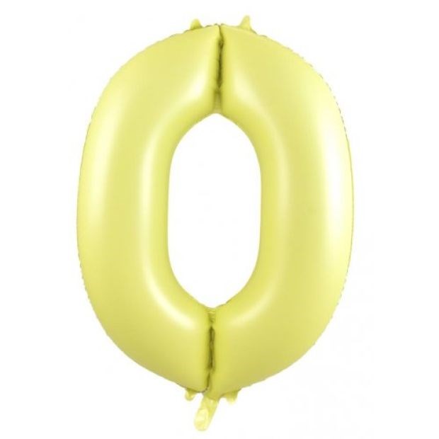 34"(86cm) Pastel Matte Yellow Foil Number Balloon 0