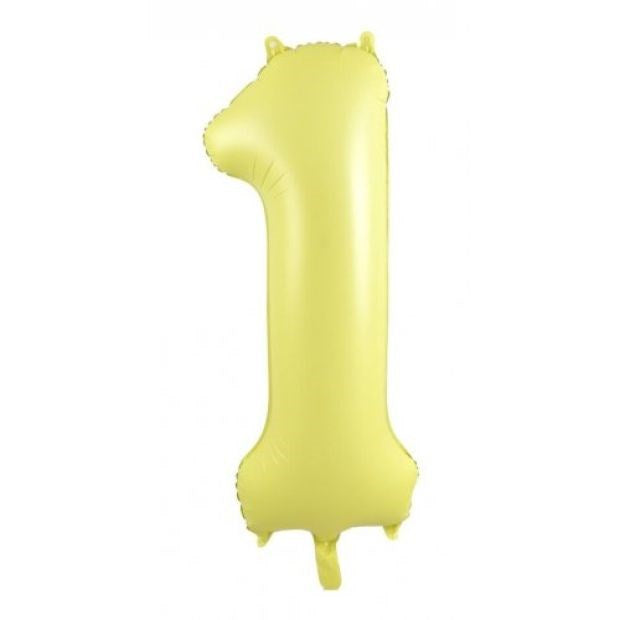 34"(86cm) Pastel Matte Yellow Foil Number Balloon 1