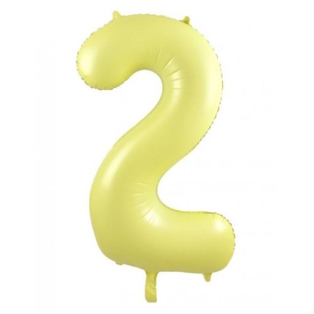 34"(86cm) Pastel Matte Yellow Foil Number Balloon 2