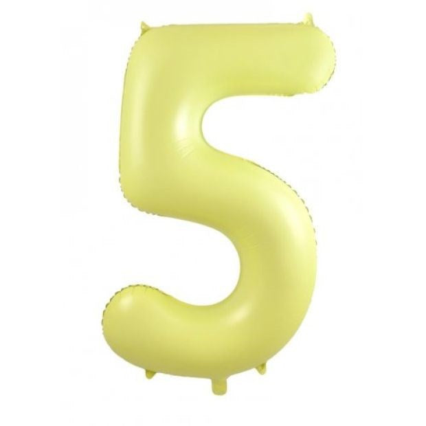 34"(86cm) Pastel Matte Yellow Foil Number Balloon 5