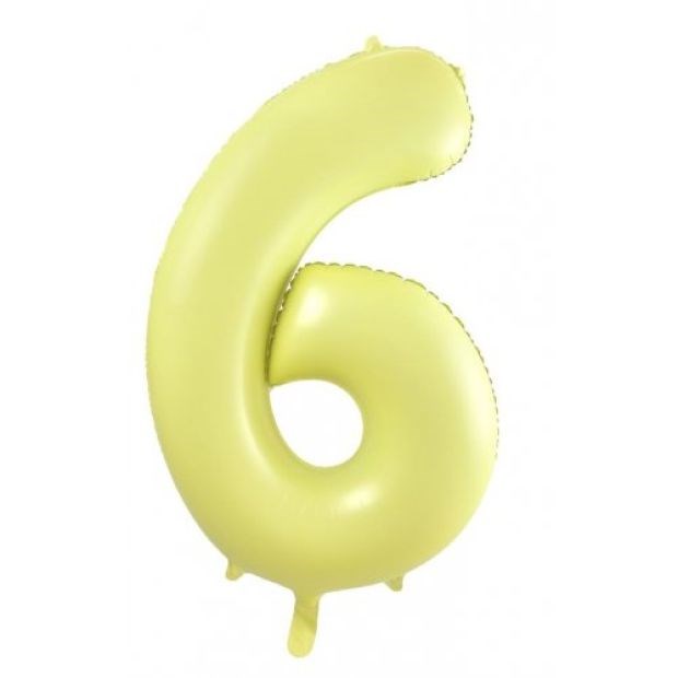34"(86cm) Pastel Matte Yellow Foil Number Balloon 6