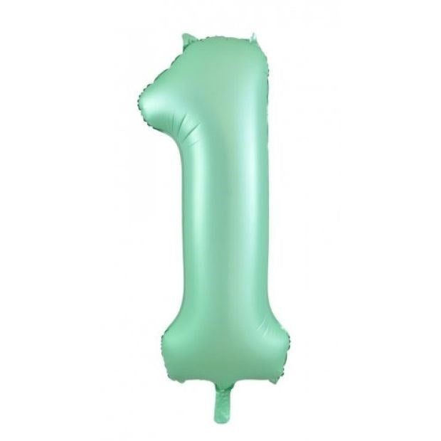 34"(86cm) Pastel Matte Mint Foil Number Balloon 1
