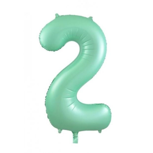 34"(86cm) Pastel Matte Mint Foil Number Balloon 2