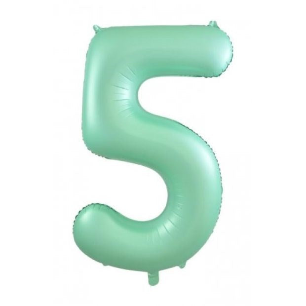 34"(86cm) Pastel Matte Mint Foil Number Balloon 5