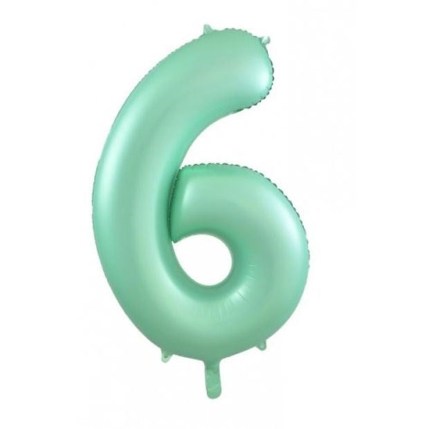 34"(86cm) Pastel Matte Mint Foil Number Balloon 6