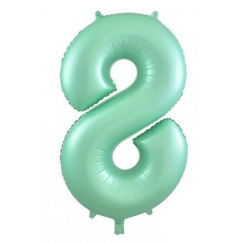 34"(86cm) Pastel Matte Mint Foil Number Balloon 8