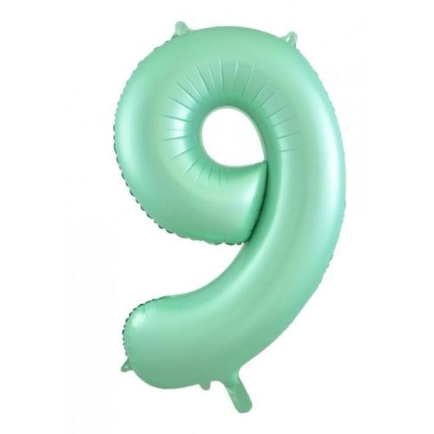 34"(86cm) Pastel Matte Mint Foil Number Balloon 9
