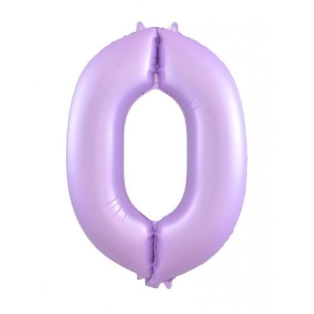 34"(86cm) Pastel Matte Lilac Foil Number Balloon 0