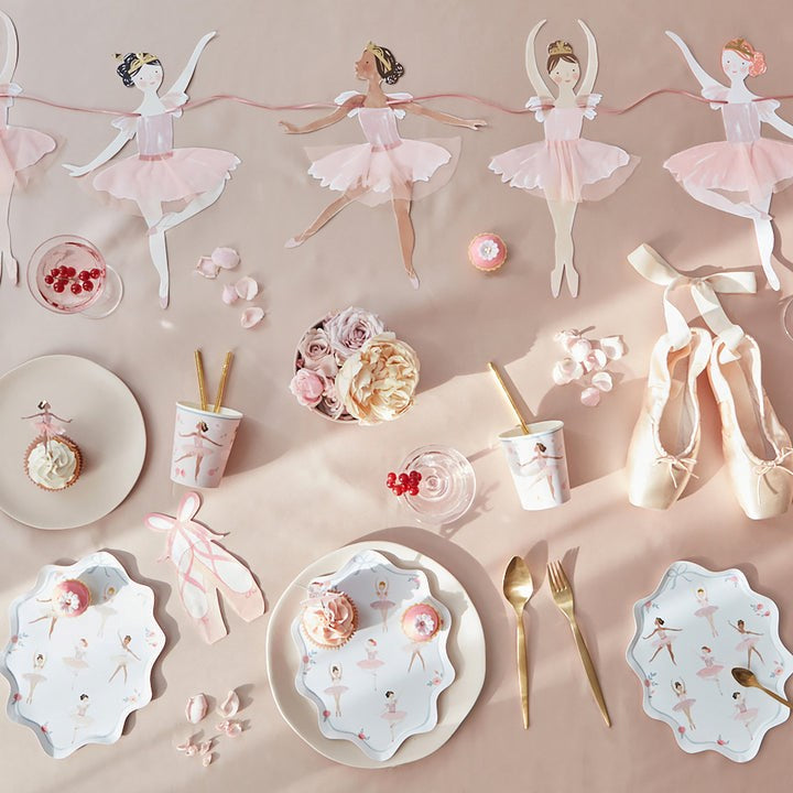 MeriMeri Ballet Slippers Napkins On Ballet Birthday Table set up 