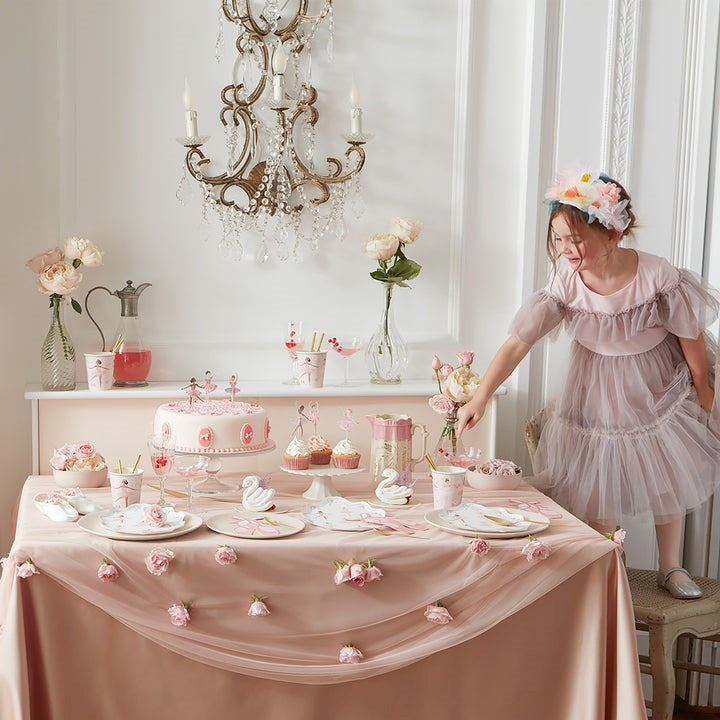 MeriMeri Ballet Cups On Pink Birthday Table Set Up