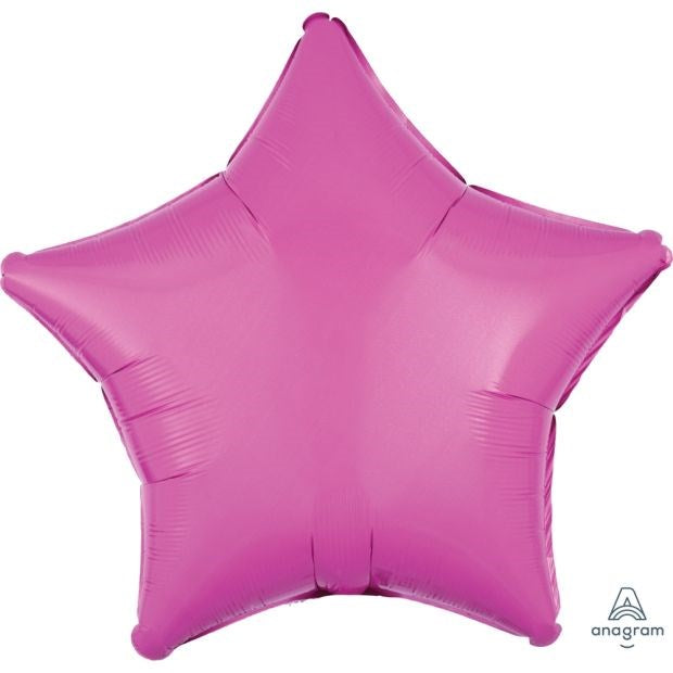 Bright Bubble Gum Hot Pink Foil Star Balloon