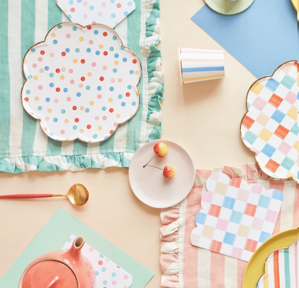 Colorful Plates Pattern Colourful Pattern Side Plates l Rainbow Birthday โ Mypartybox.co.nz