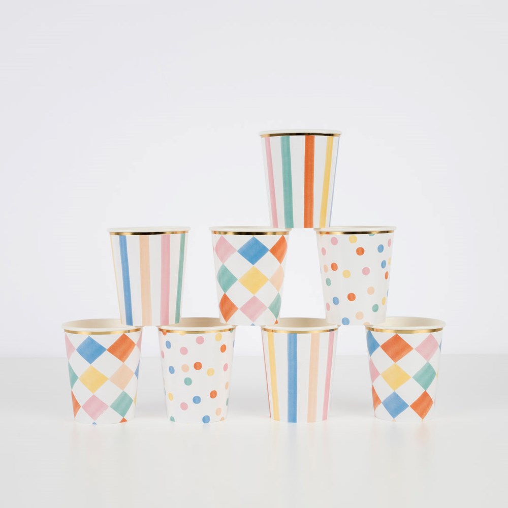 Colourful Pattern Cups l Rainbow Party l My Party Box – Mypartybox.co.nz