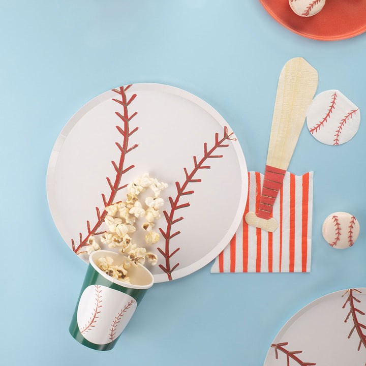 MeriMeri Baseball Cups  with base ball plate and baseball napkins