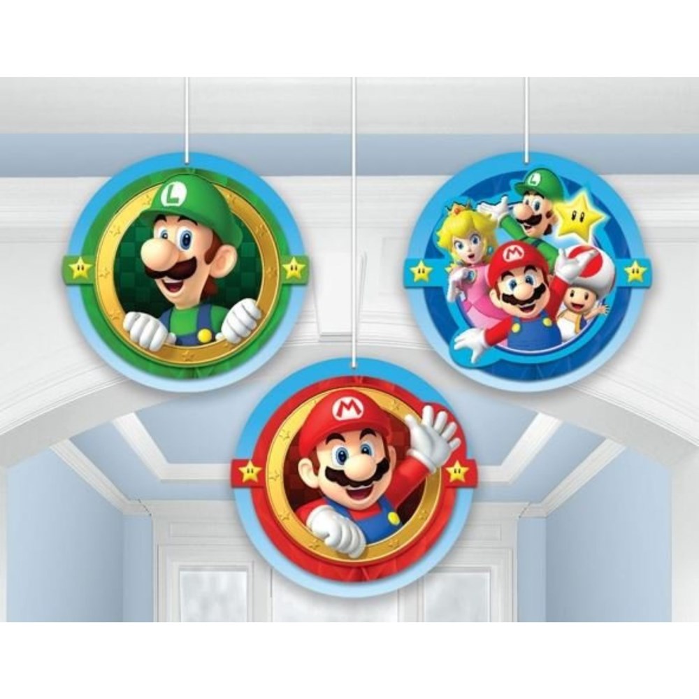 Amscan Super Mario Brothers Hanging Honeycomb Decorations (PC3)