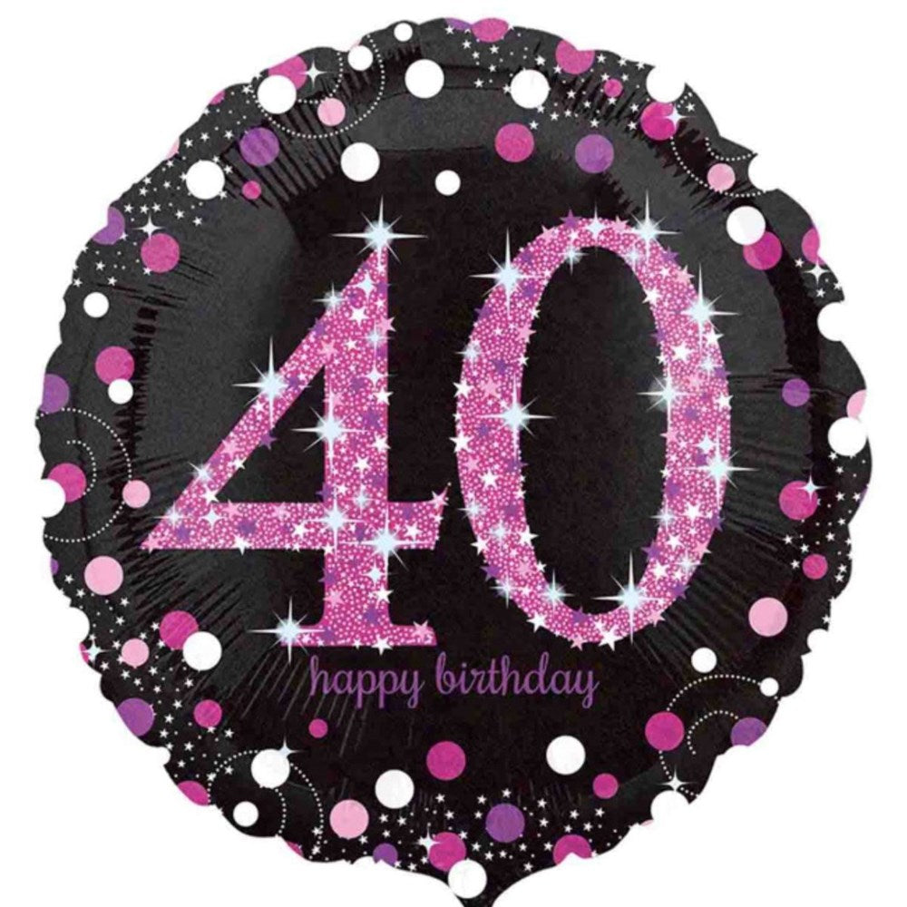 Holographic Pink Celebration 40th Foil Balloon
