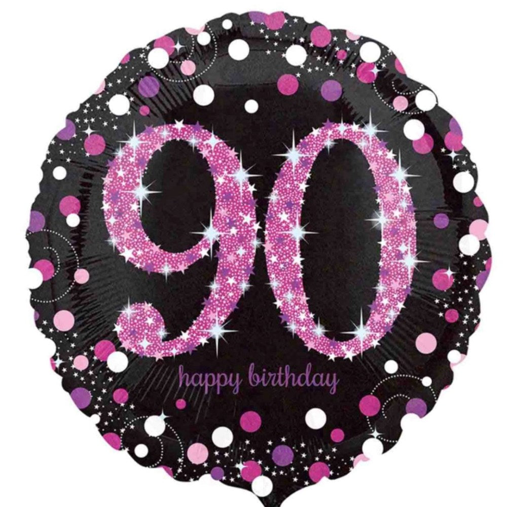 Holographic Pink Celebration 90th Foil Balloon