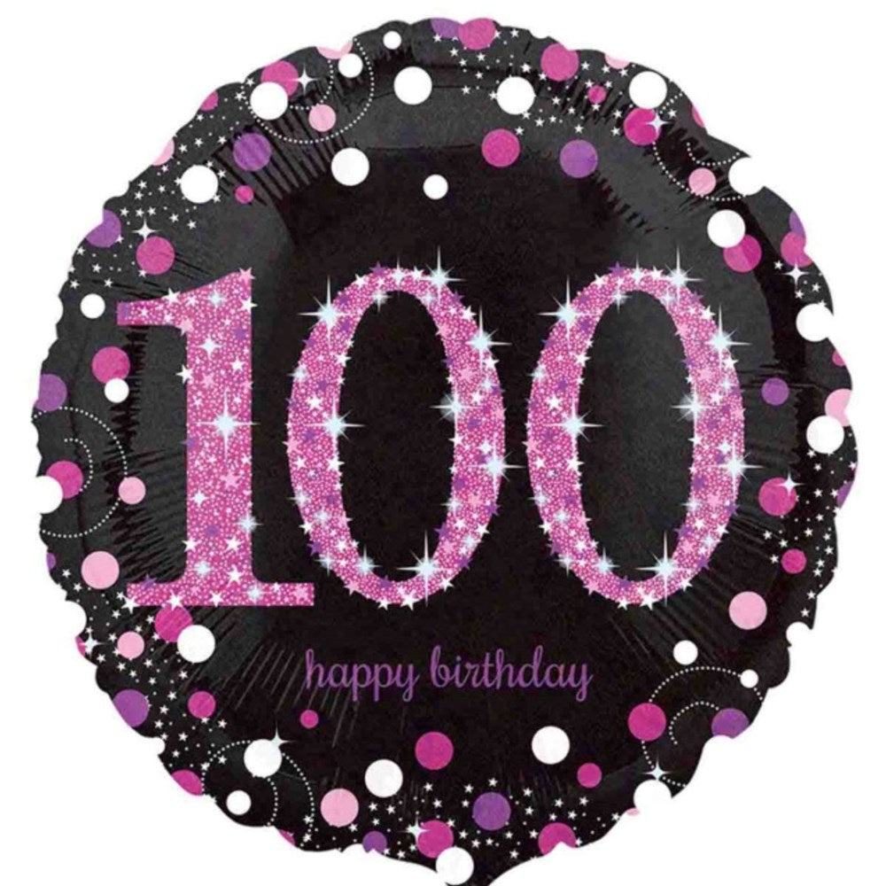 Holographic Pink Celebartion 100th Foil Balloon