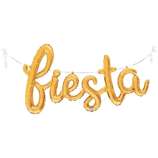 Bellic Gold Fiesta Foil Script Balloon