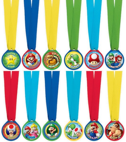 Amscan Super Mario Brothers Mini Award Medals (PK12)