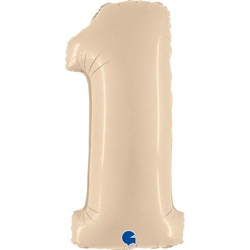 40" (102cm) Nude Cream Foil Number Balloon 1