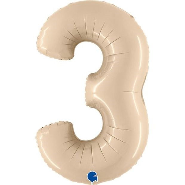 40" (102cm) Nude Cream Foil Number Balloon 3