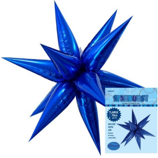 Unique Royal Blue Starburst Foil Balloon 70cm
