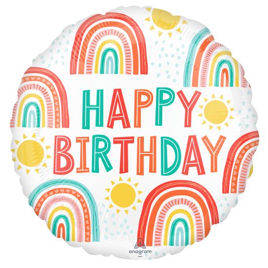 Anagram Retro Rainbow Birthday Foil Balloon