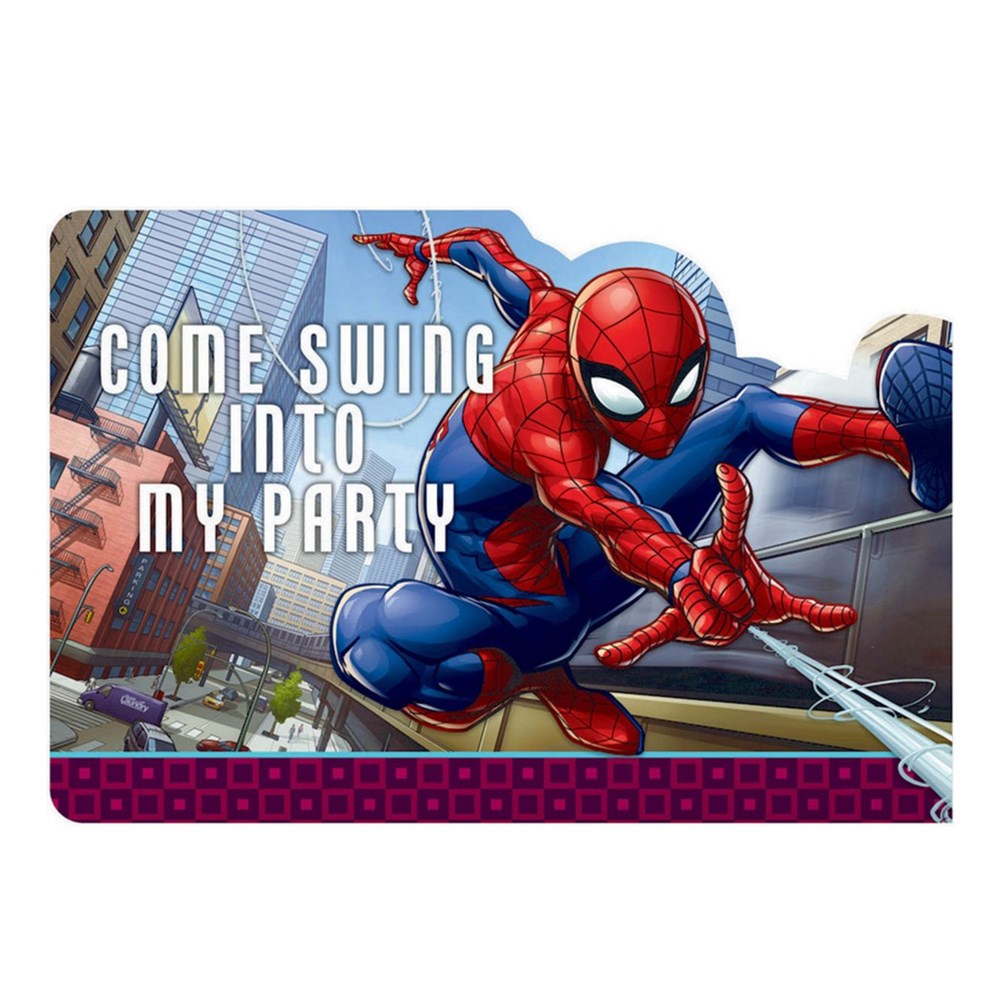 Spider-Man Webbed Wonder Postcard Invitations (PK8) – Mypartybox.co.nz
