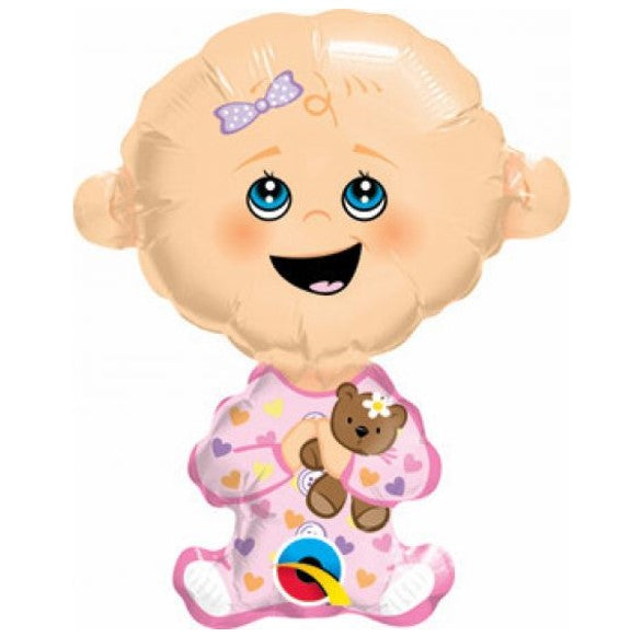 Qualatex Baby Girl Foil Balloon in Pink Clothes