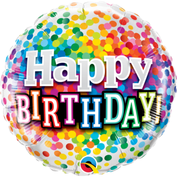 18"(45cm) Birthday Rainbow Confetti Foil Balloon
