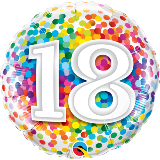 18"(45cm) 18 Rainbow Confetti Foil Balloon