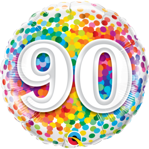 18"(45cm) 90 Rainbow Confetti Foil Balloon